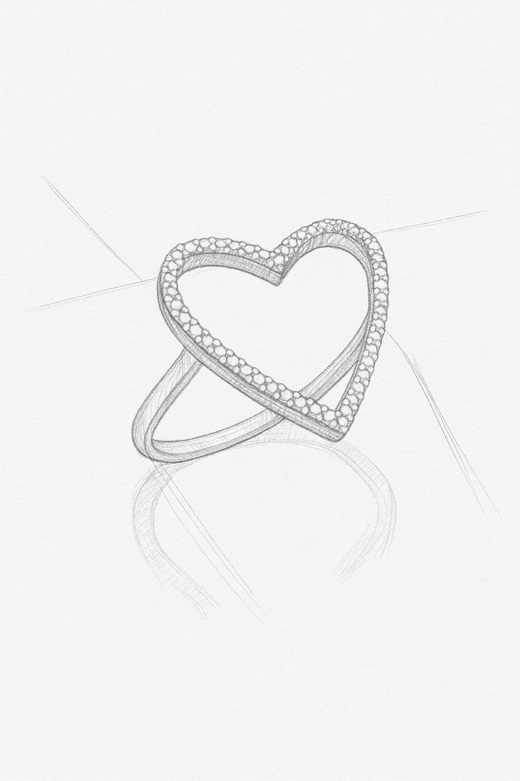 Anello cuore in oro bianco 0,34 ct diamanti